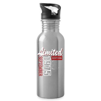 Limited Edition September 1975 Birthday Gift - Water bottle with straw - silver - Right