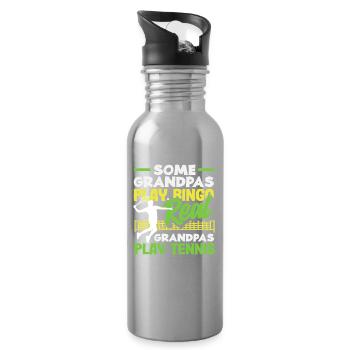 Real Grandpas Playing Tennis Players - Water bottle with straw - silver - Right