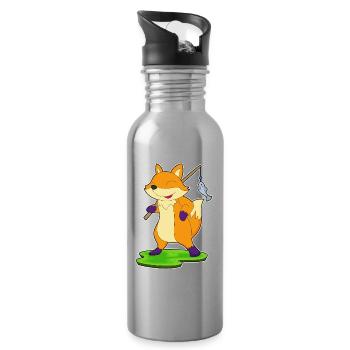 Renard pêcheur Pêche - Gourde avec paille intégrée - argent clair - Droite