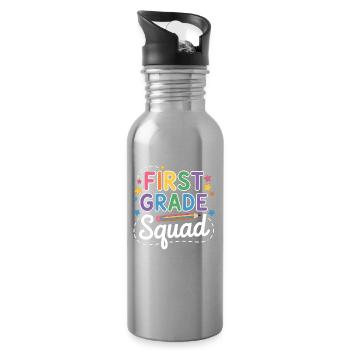 First Grade Squad Back To School - Trinkflasche mit integriertem Trinkhalm - Lightsilver - Rechts