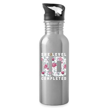 10th wedding anniversary - Water bottle with straw - silver - Right