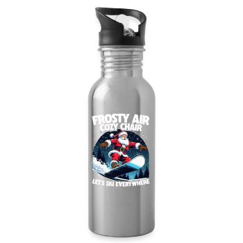 Ski Skifahrer Wintersport - Trinkflasche mit integriertem Trinkhalm - Lightsilver - Rechts
