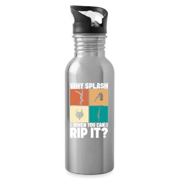 Diving diving board - Water bottle with straw - silver - Right