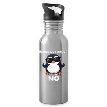 Penguin with sunglasses Lower Austria - Water bottle with straw - silver - Right