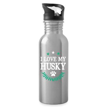 I Love my Husky - Trinkflasche mit integriertem Trinkhalm - Lightsilver - Rechts