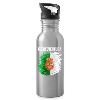 Fuerteventura Flag Design - Water bottle with straw - silver - Right