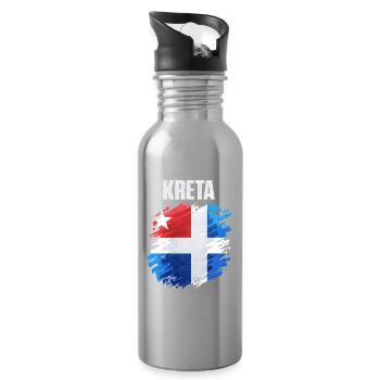 Colorful Scandinavian Flag Art - Water bottle with straw - silver - Right
