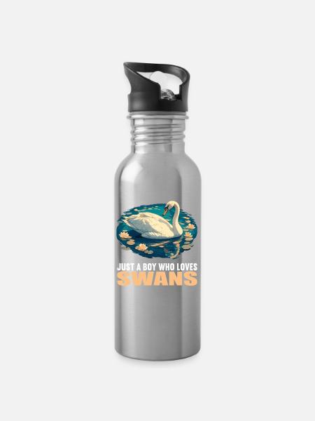 Schwäne Schwan - Trinkflasche mit integriertem Trinkhalm - Lightsilver