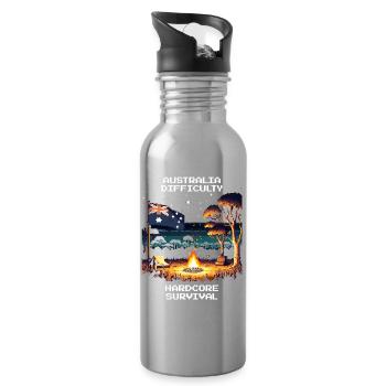 Australien: Hardcore-Survival | Outback - Trinkflasche mit integriertem Trinkhalm - Lightsilver - Rechts