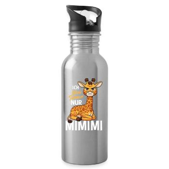 Ich Höre Immer Nur Ein Mimimi Giraffe - Trinkflasche mit integriertem Trinkhalm - Lightsilver - Rechts
