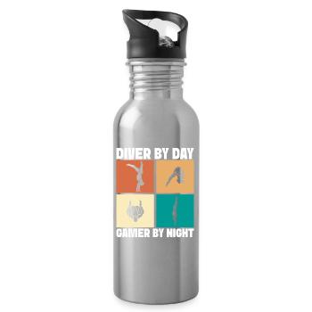 Diving diving board - Water bottle with straw - silver - Right