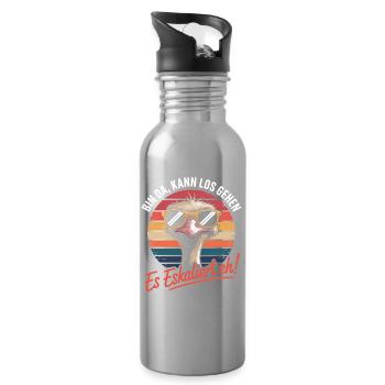 Einatmen Ausrasten Yoga Meditation Palmen Retro - Trinkflasche mit integriertem Trinkhalm - Lightsilver - Rechts