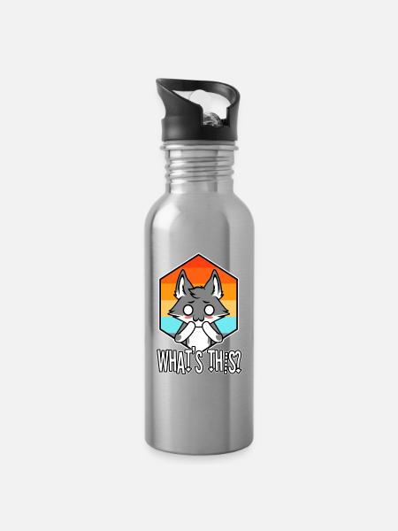 OwO What's This? - Trinkflasche mit integriertem Trinkhalm - Lightsilver