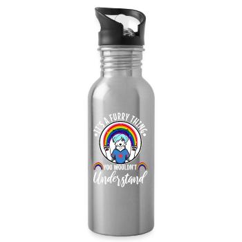 It's A Furry Thing You Wouldn't Understand - Trinkflasche mit integriertem Trinkhalm - Lightsilver - Rechts
