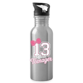 13th birthday teenager gift - Water bottle with straw - silver - Right