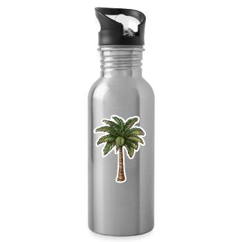 Palm tree - Water bottle with straw - silver - Right