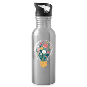 Flowers Wildflowers - Water bottle with straw - silver - Right