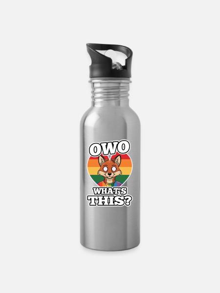 OwO What's This? - Trinkflasche mit integriertem Trinkhalm - Lightsilver