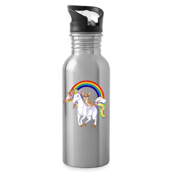 Chihuahua Chevauchant Licorne - Gourde avec paille intégrée - argent clair - Droite