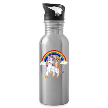 Chihuahua Riding Unicorn - Water bottle with straw - silver - Right