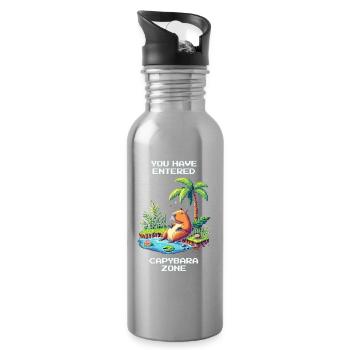 Betritt die Capybara-Zone | Capybara & Chill - Trinkflasche mit integriertem Trinkhalm - Lightsilver - Rechts