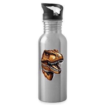 T-Rex Tyrannosaurus Rex Dino Papa Dinosaure - Gourde avec paille intégrée - argent clair - Droite