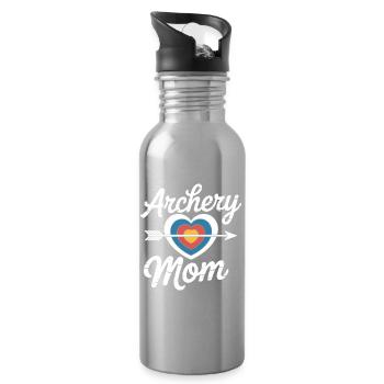 Bogenschießen Spruch Mutter Bogenschießen Geschenk - Trinkflasche mit integriertem Trinkhalm - Lightsilver - Rechts