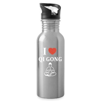 Herz- und Qi Gong-Meditation - Trinkflasche mit integriertem Trinkhalm - Lightsilver - Rechts