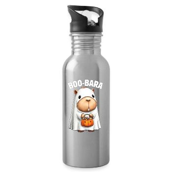 Capybara in Halloween costume - Water bottle with straw - silver - Right