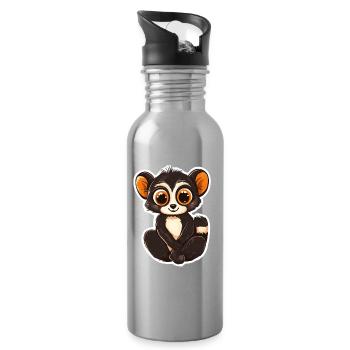 lemur - Water bottle with straw - silver - Right