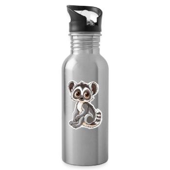 lemur - Water bottle with straw - silver - Right