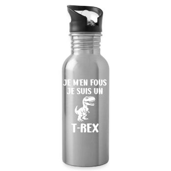 T-Rex Humourique Expression - Gourde avec paille intégrée - argent clair - Droite