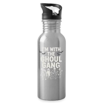 I’m With The Ghoul Gang, Halloween outfit - Water bottle with straw - silver - Right