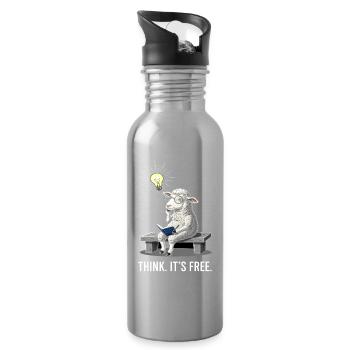 Thinking Sheep - Freedom - Water bottle with straw - silver - Right