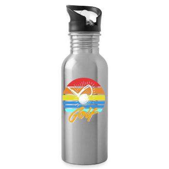 Aim for the Best Golf Motivation Retro Champion - Water bottle with straw - silver - Right