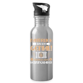 Heating Engineer Heating Construction Plumber Plumber - Water bottle with straw - silver - Right