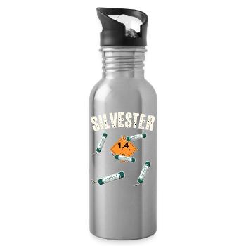 Silvester Feuerwerk - Trinkflasche mit integriertem Trinkhalm - Lightsilver - Rechts