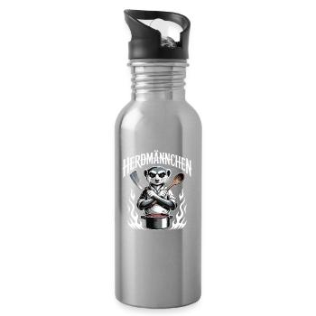 Herdmännchen kochen lustiger Koch Herdmännchen - Water bottle with straw - silver - Right