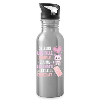 I'm a Simple Cats and Chocolate Girl - Water bottle with straw - silver - Right