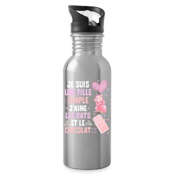 I am a Simple Rats and Chocolate girl - Water bottle with straw - silver - Right