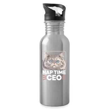  Nap Time CEO Lustige Katze Bürohumor Home Office - Trinkflasche mit integriertem Trinkhalm - Lightsilver - Rechts