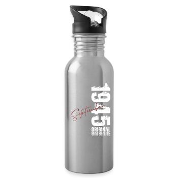 80th birthday Original September born 1945 - Water bottle with straw - silver - Right
