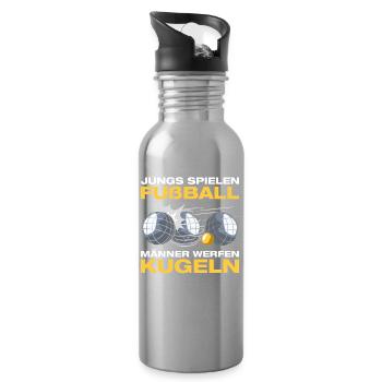 Men throw balls Petanque Boule Boule player - Water bottle with straw - silver - Right