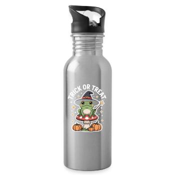 Trick Or Treat Halloween Frog Witch Hat Pumpkin - Water bottle with straw - silver - Right