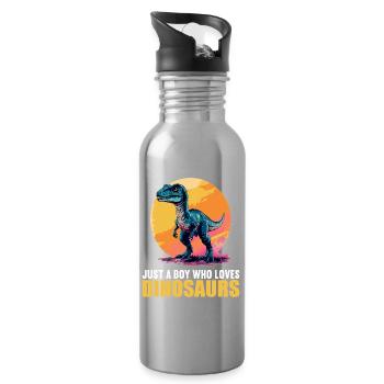 Dino Dinosaur Dinosaur - Water bottle with straw - silver - Right
