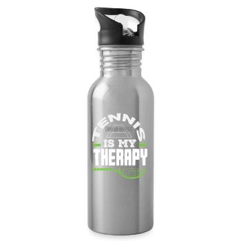 Tennis Is My Therapy For Tennis Players - Water bottle with straw - silver - Right