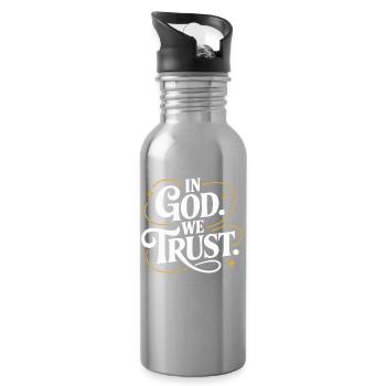 In God We Trust Design - Water bottle with straw - silver - Right