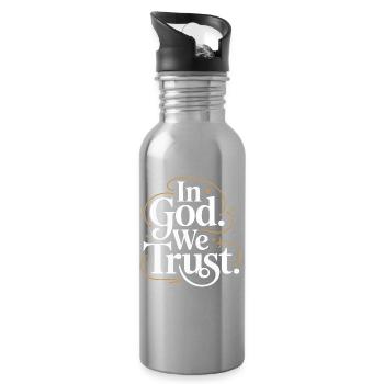 In God We Trust Design - Water bottle with straw - silver - Right