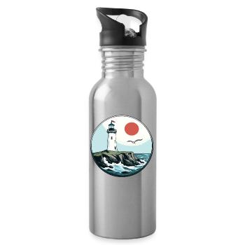 lighthouse - Water bottle with straw - silver - Right