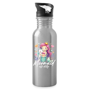 Meerjungfrau Meerjungfrauen Mermaid Off Duty - Trinkflasche mit integriertem Trinkhalm - Lightsilver - Rechts